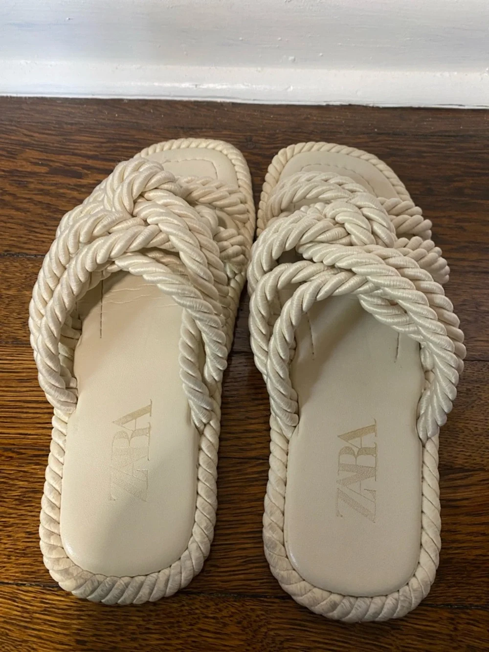 ZARA Beige Knotted Rope Slide Sandals Size 38 - Picture 5 of 7